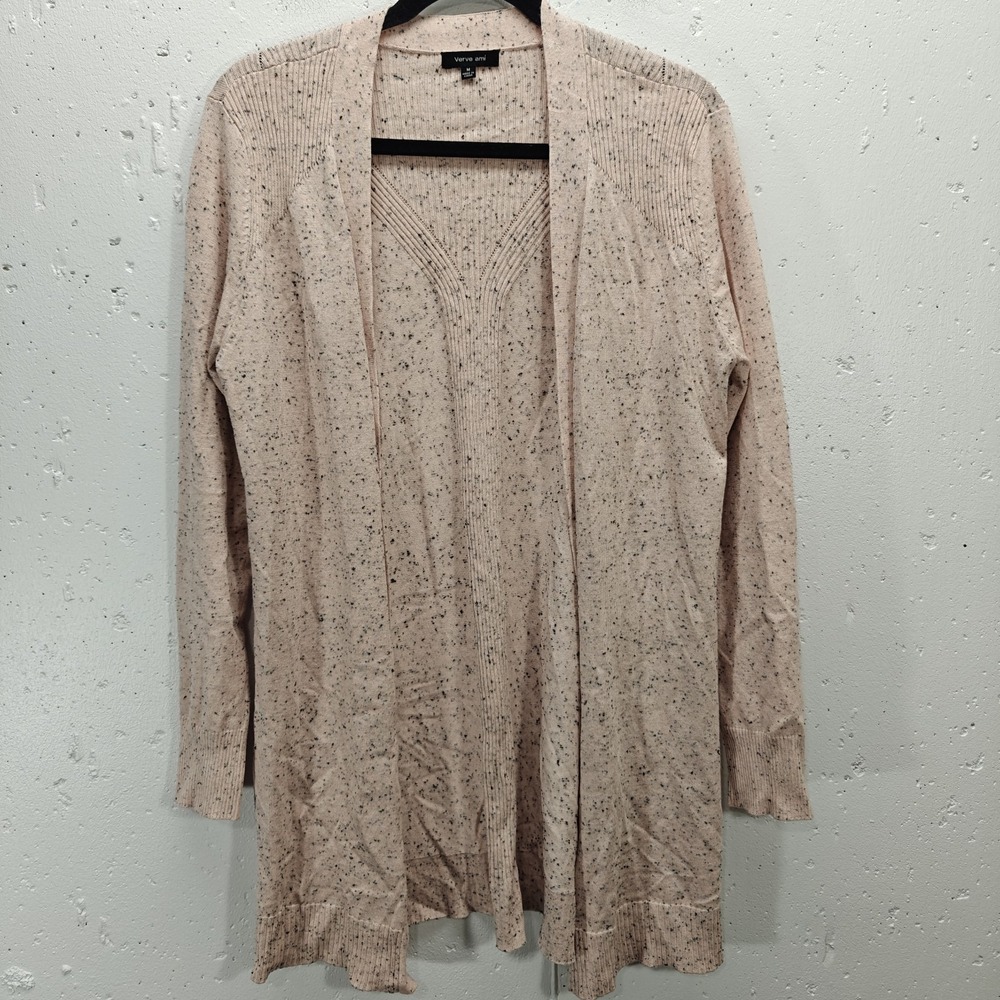 Verve Ami Medium Womens Cardigan Pink Speckled‎ Open Front Split Side